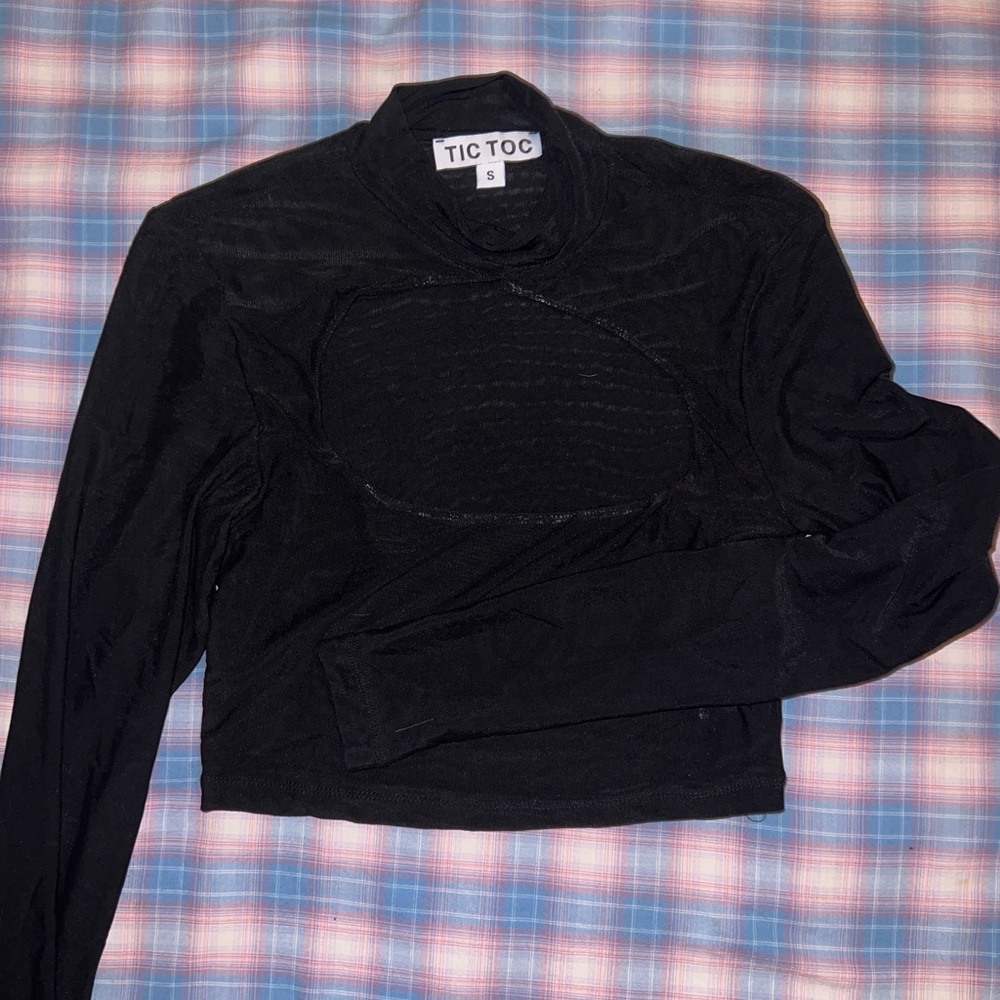 TIC TOC Black Long Sleeve Top mesh